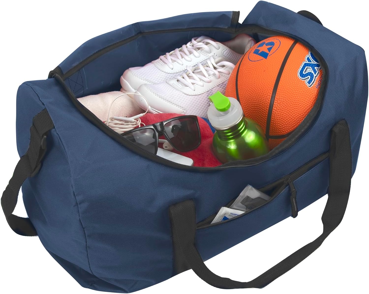 (24 Pack) Bulk Duffle Bags Wholesale for Homeless Adult Men, Women, Travel, and Sports Teams (All Black Pack)(All Blue Pack)