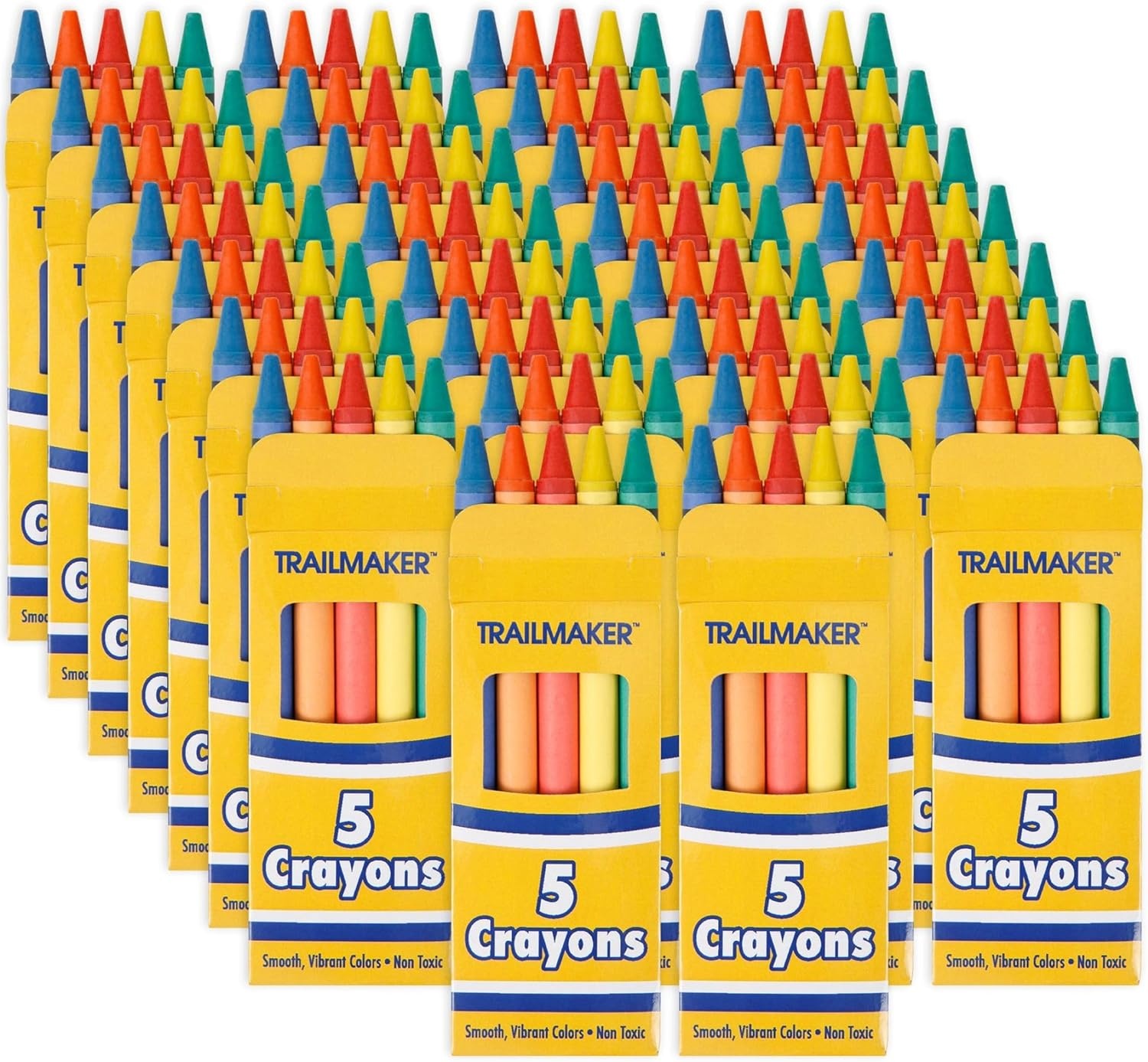 Trail maker Wholesale Bright Wax Coloring Crayons in Bulk 24 Pack, 5 Per Box in Assorted Bundle Art Sets (24 Pack)(24 Pack)
