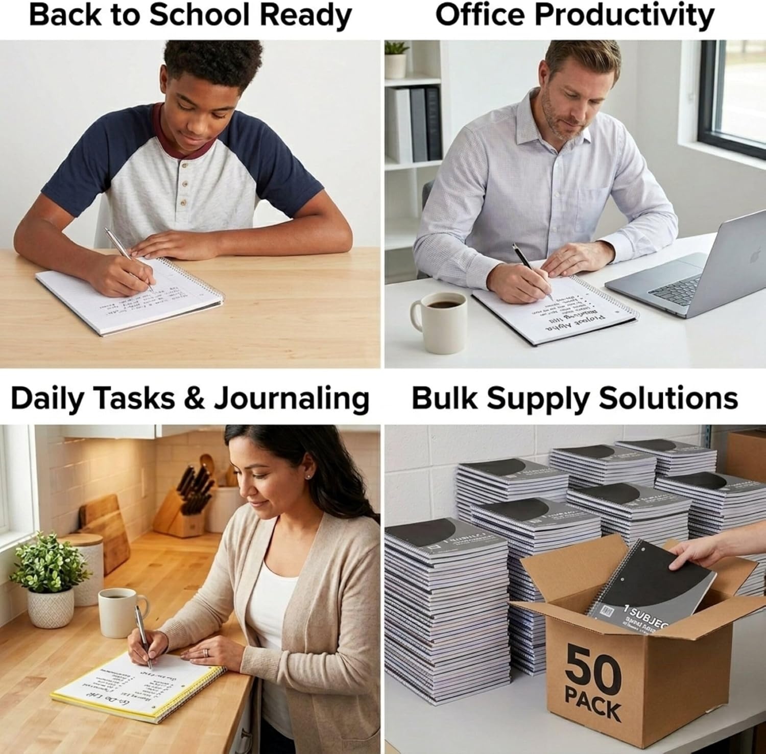 Trail maker Bulk Notebooks (50 Pack), One Subject Notebooks College Ruled, 140 Pages (70 Sheets),Spiral Bulk Notebooks for Kids, School Supplies, Journaling, Note Taking, Students, and Work(50 Pack)