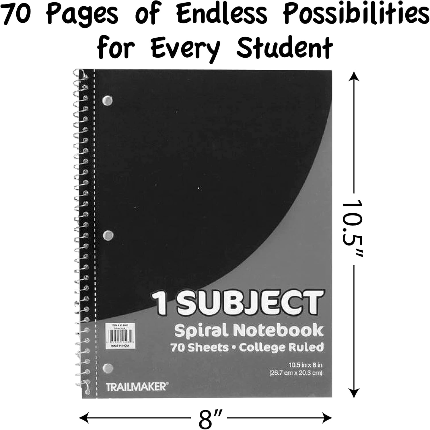 Trail maker Bulk Notebooks (50 Pack), One Subject Notebooks College Ruled, 140 Pages (70 Sheets),Spiral Bulk Notebooks for Kids, School Supplies, Journaling, Note Taking, Students, and Work(50 Pack)