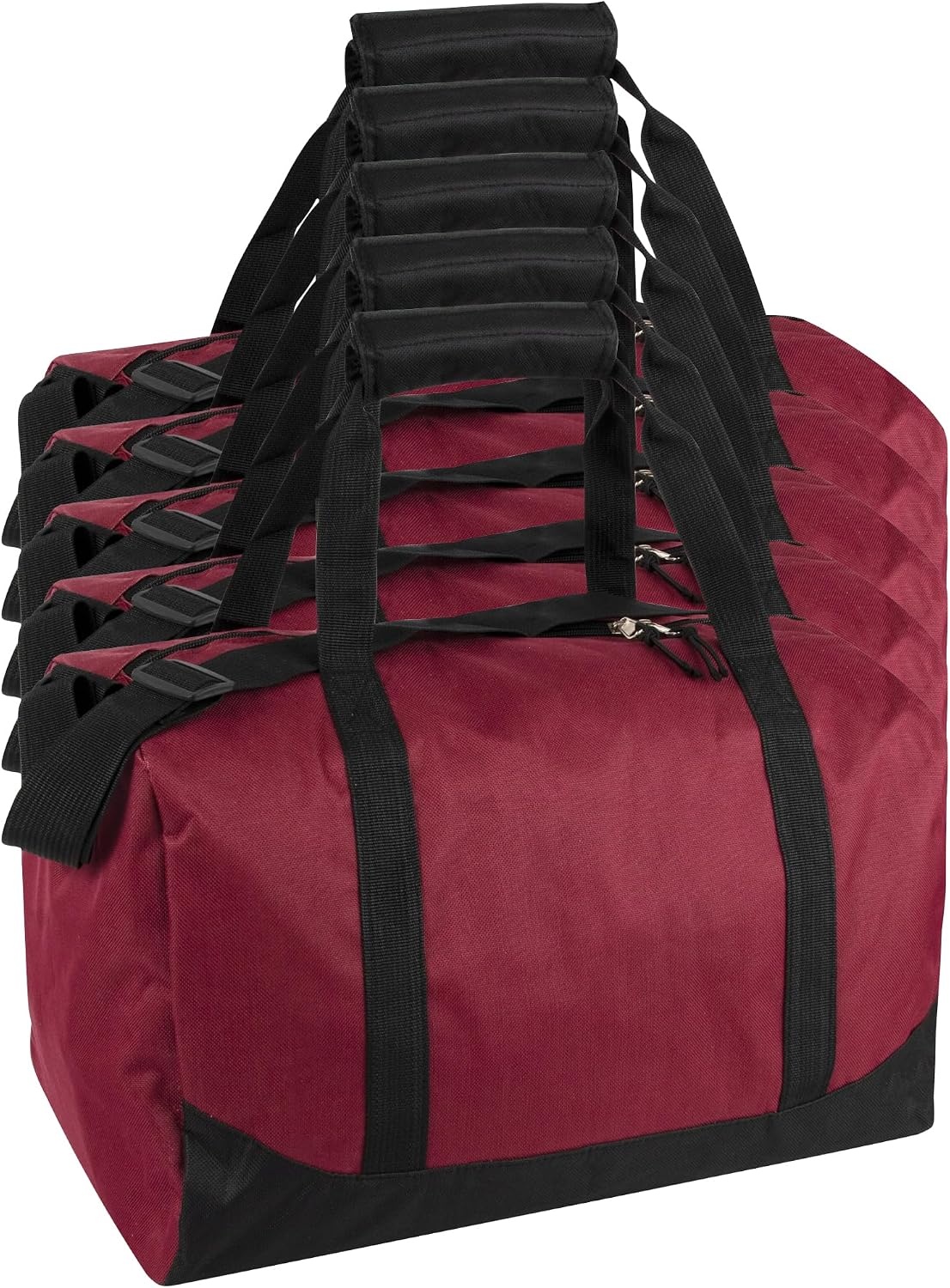 24 Pack Bulk Duffle Bags Wholesale by the Case for Homeless, Sports Teams, and Duffle Bags for Foster Kids (Assorted Colors Pack)(All Red Pack)