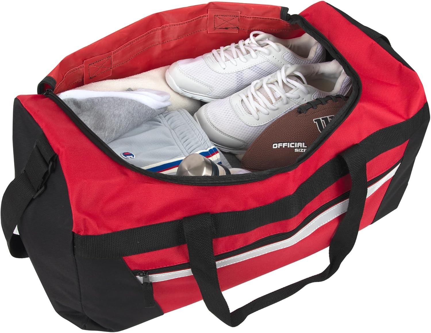 24 Pack Reflective Duffle Bags Bulk for Homeless Adults, Gym, Foster Kids Bulk Duffel Bags Wholesale (Black Pack)(Red Pack)