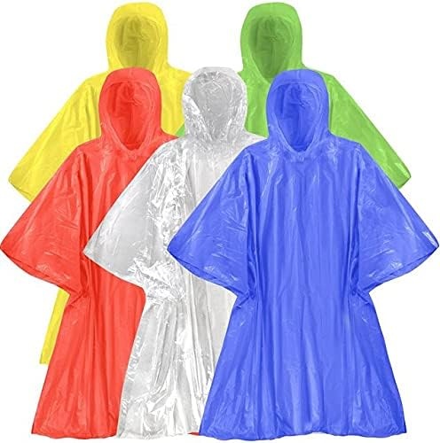 Trail maker Bulk Rain Ponchos for Adults 10 Pack Disposable Wholesale Rain Coats 100% Waterproof Emergency Ponchos with Hood(Assorted Colors Pack)