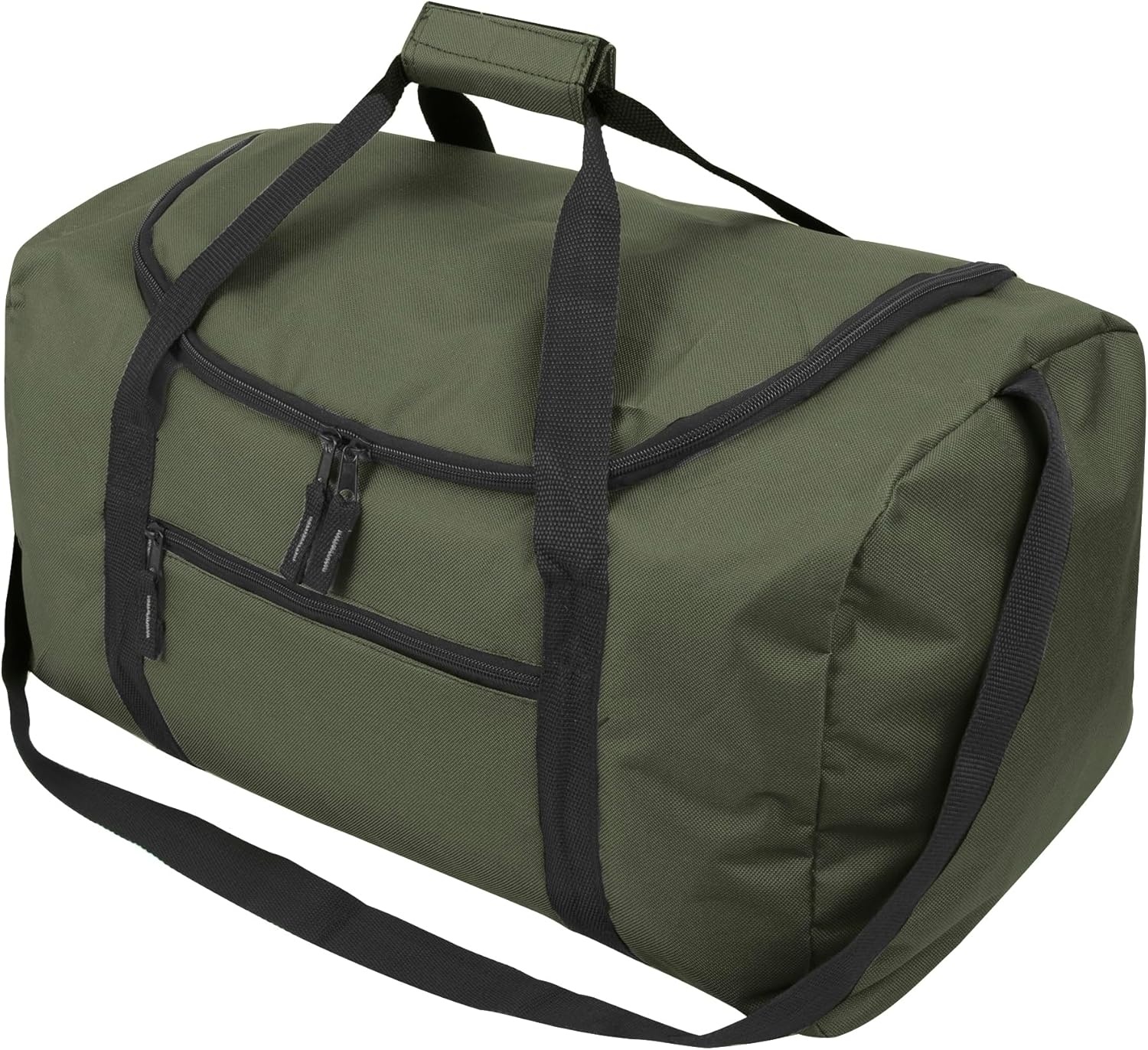 (24 Pack) Bulk Duffle Bags Wholesale for Homeless Adult Men, Women, Travel, and Sports Teams (All Black Pack)(All Green Pack)