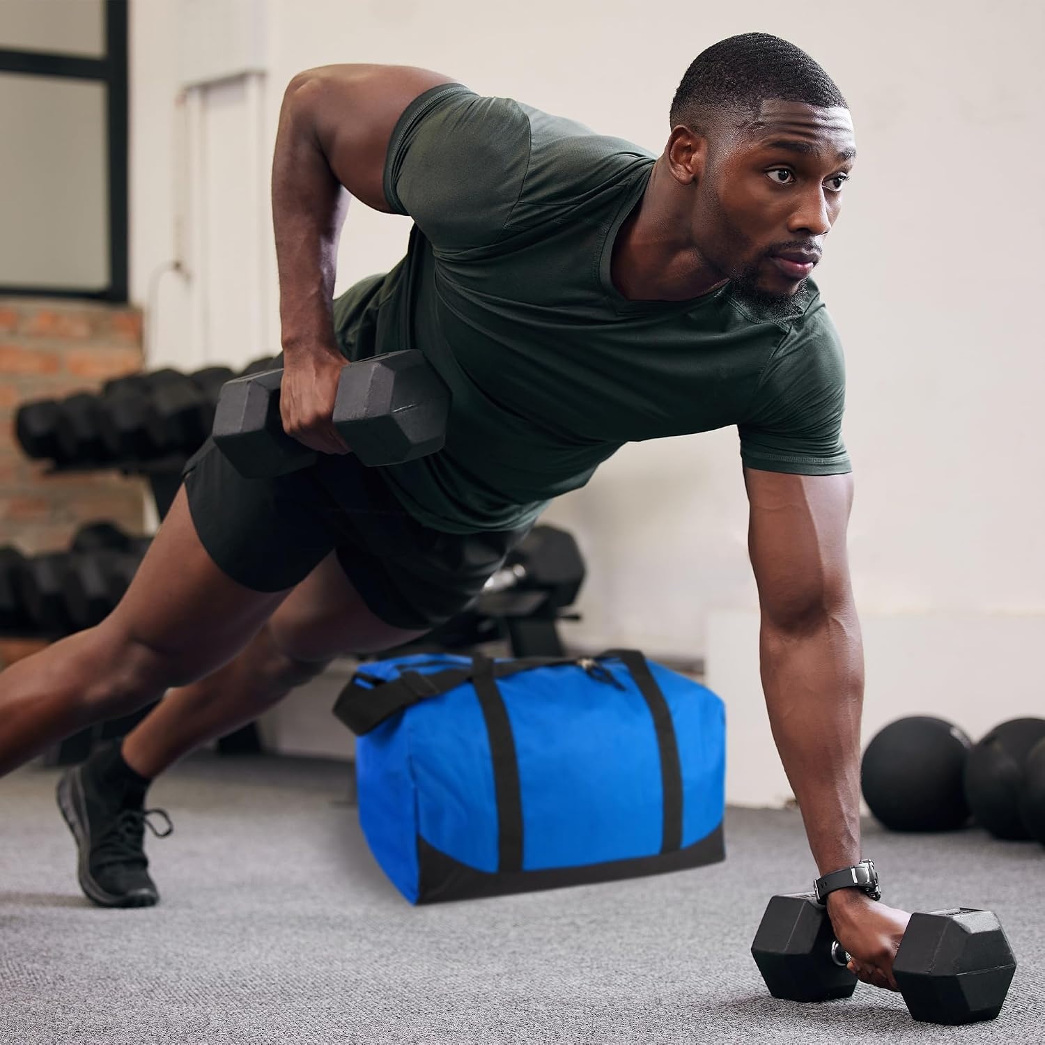 24 Pack Bulk Duffle Bags Wholesale by the Case for Homeless, Sports Teams, and Duffle Bags for Foster Kids (Assorted Colors Pack)(All Blue Pack)