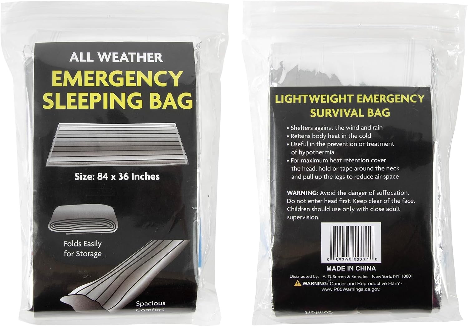 Mylar Emergency Thermal Blanket Sleeping Bag for Survival (2 Pack), Thick Reusable Mylar Space Blankets Bulk 84″L x 36″W Emergency Foil Blankets for Camping, Warmth, Runners, Spa, First Responders(2)