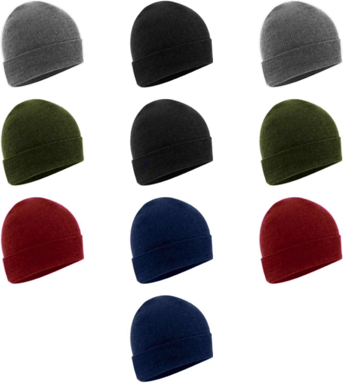 Trail Maker 10 Pack Winter Hats | Bulk Beanies Wholesale Winter Hats for Men, Women, Teens(Assorted Color Pack)