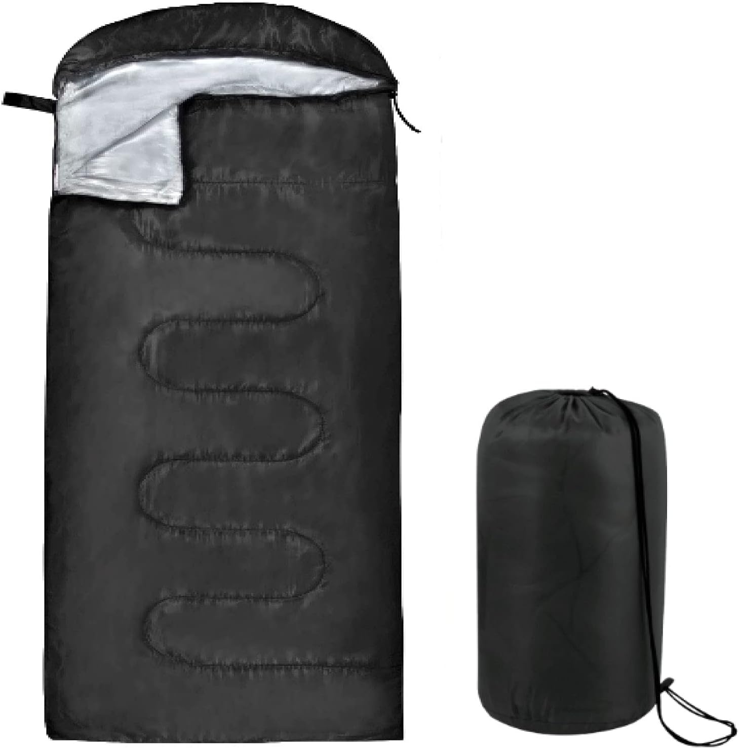 10 Pack Sleeping Bags for Adults Cold Weather Bulk for Homeless People, 4 Seasons Warm or Cold Lightweight Indoor Outdoor Backpacking, Camping(Solid Black Hooded)