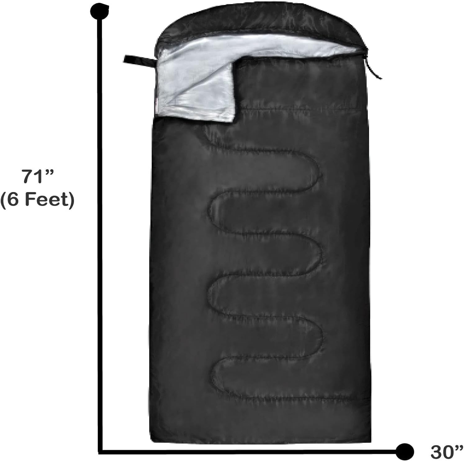 10 Pack Sleeping Bags for Adults Cold Weather Bulk for Homeless People, 4 Seasons Warm or Cold Lightweight Indoor Outdoor Backpacking, Camping(Solid Black Hooded)
