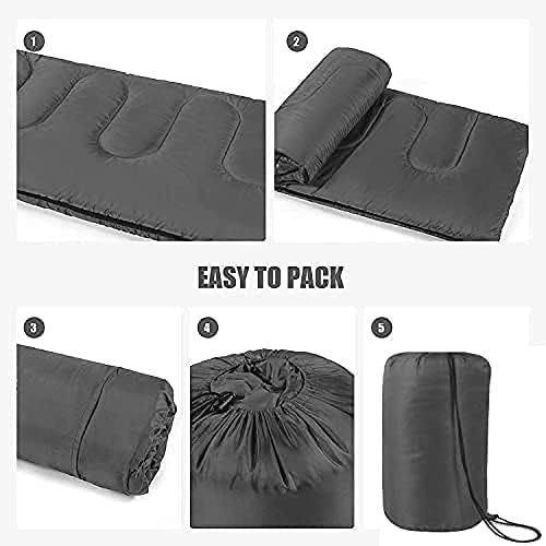 10 Pack Sleeping Bags for Adults Cold Weather Bulk for Homeless People, 4 Seasons Warm or Cold Lightweight Indoor Outdoor Backpacking, Camping(Solid Black Hooded)