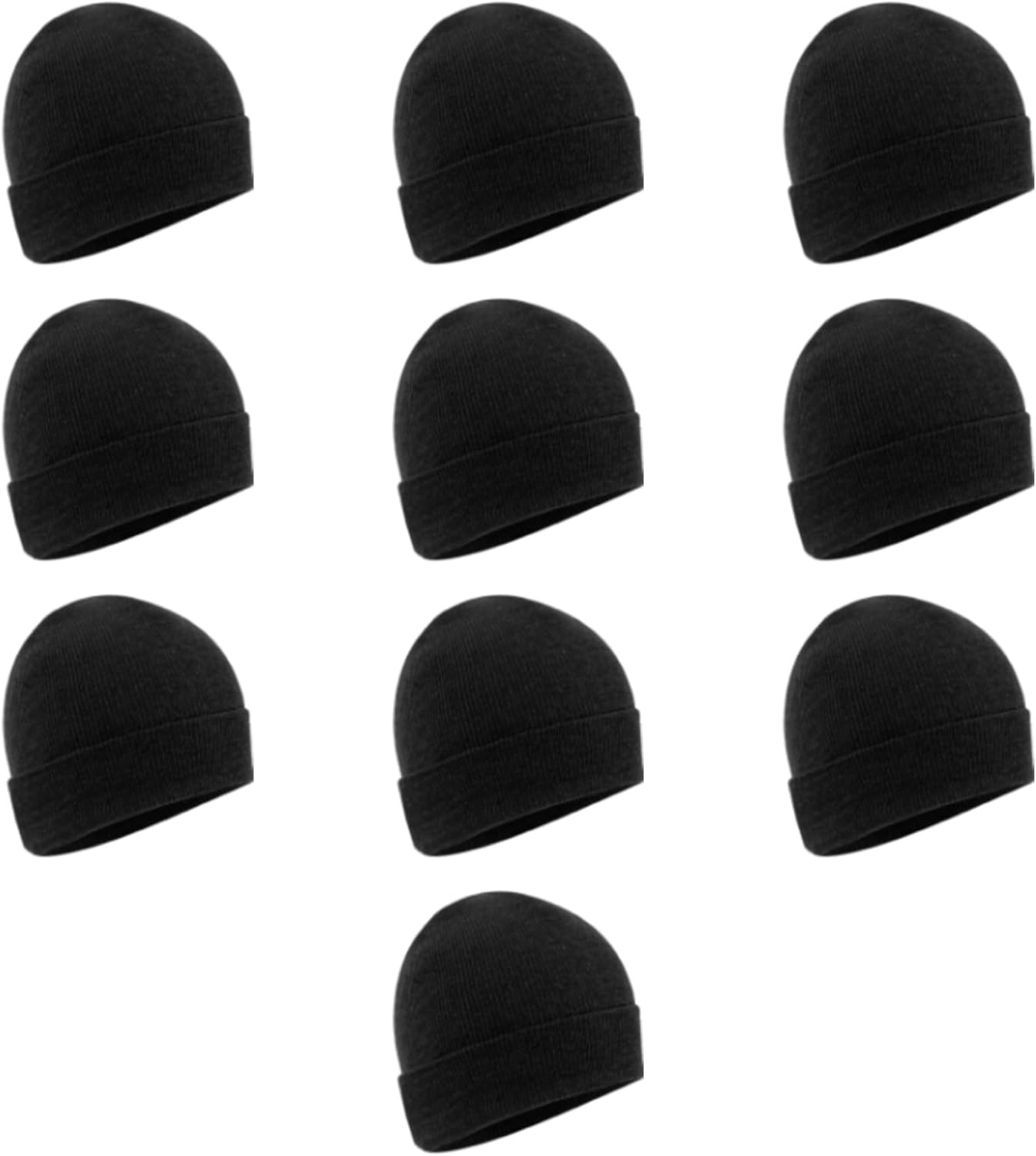 Trail Maker 10 Pack Winter Hats | Bulk Beanies Wholesale Winter Hats for Men, Women, Teens(Solid Black Pack)