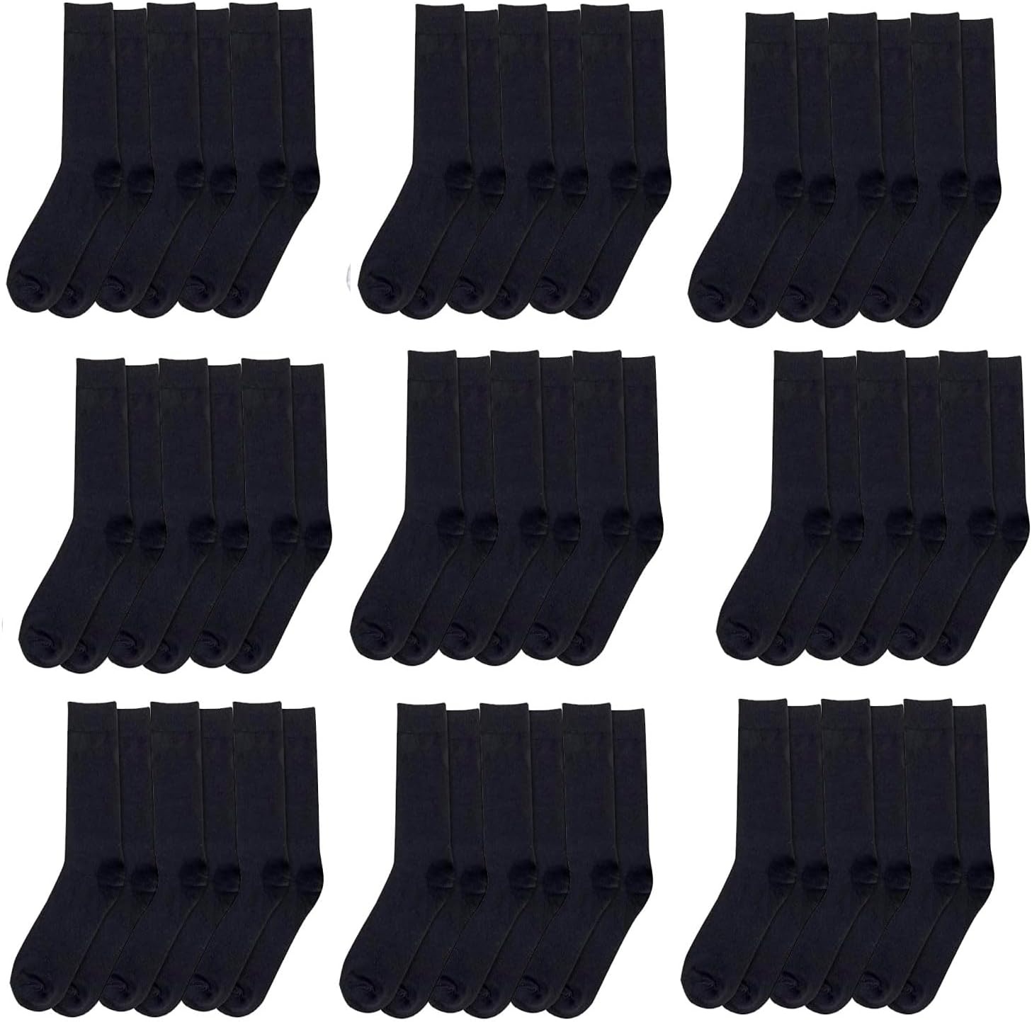 Trail maker Men’s Crew Socks,100 Pairs Bulk, Moisture-Wicking Crew Socks for Men size 10-13,Heat & Cold, Homeless Donation(Black)