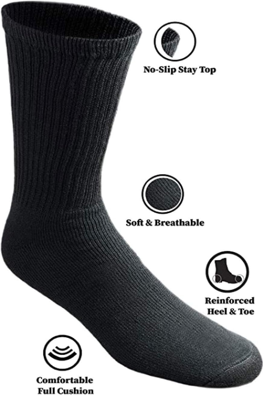 Trail maker Men’s Crew Socks,100 Pairs Bulk, Moisture-Wicking Crew Socks for Men size 10-13,Heat & Cold, Homeless Donation(Black)
