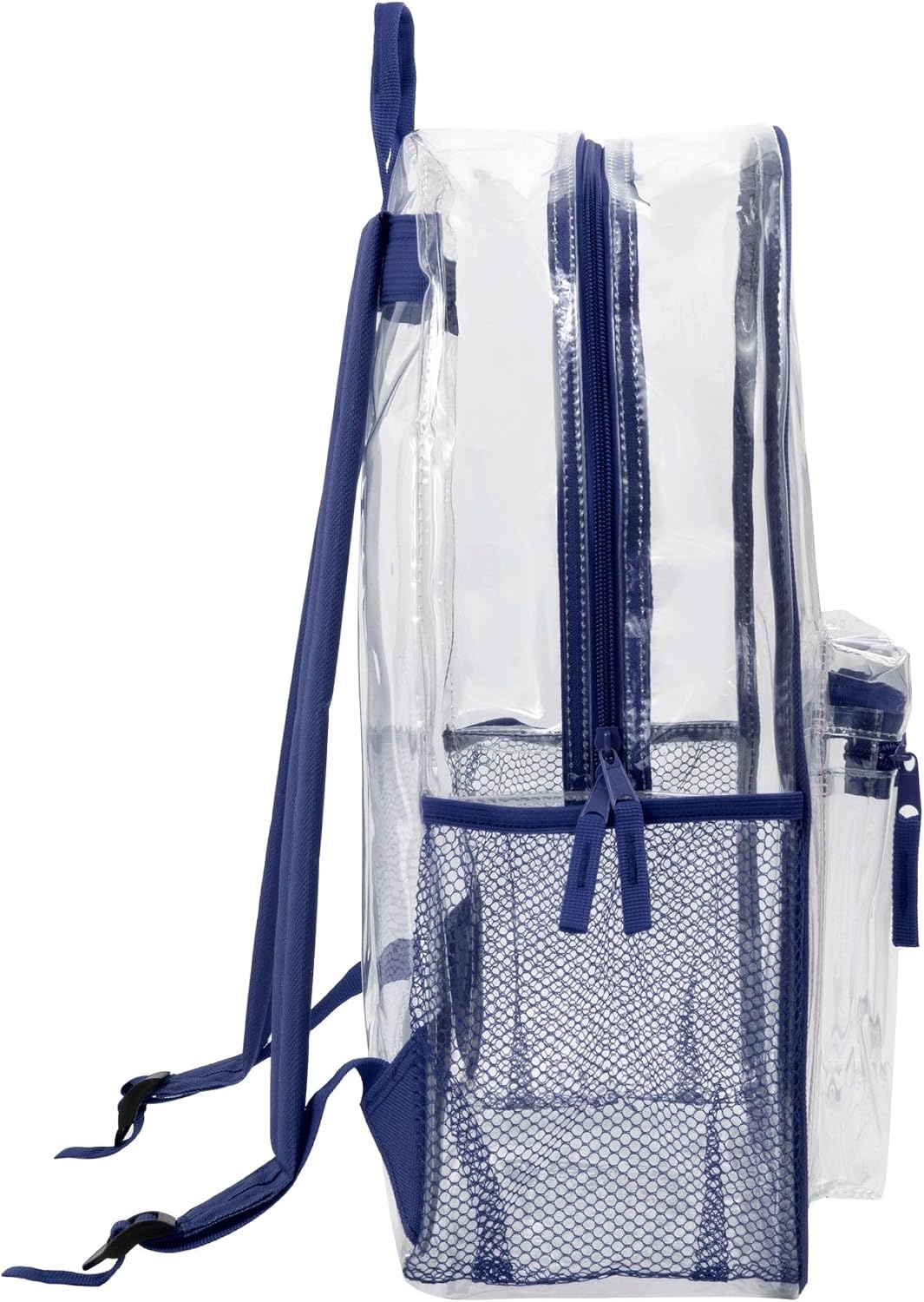 Trail maker Clear Backpack Heavy Duty with Padded Straps, Side Pockets for Kids, Boys, Girls, School, Stadium Approved Events(Navy)