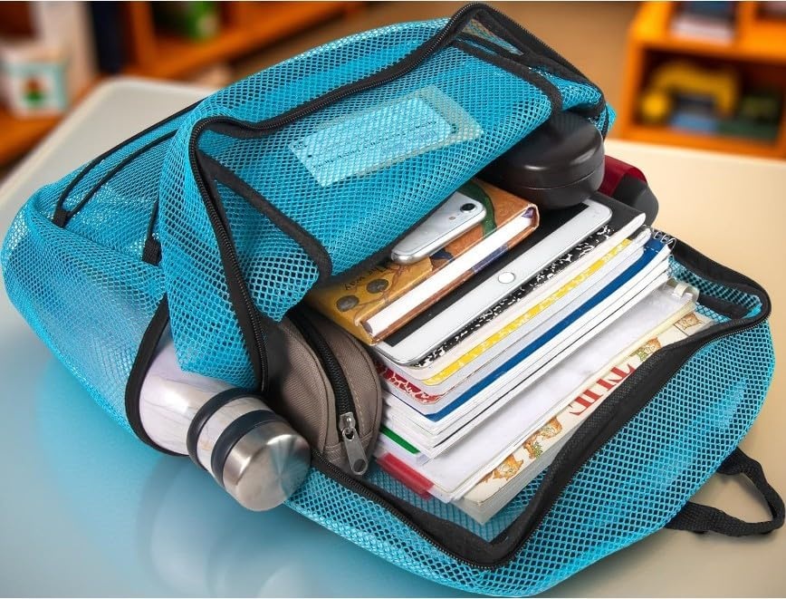Trail maker Deluxe See Through Mesh Backpack with Bungee Cord & Adjustable Padded Straps for Swimming, Travel (Aqua)(Aqua)