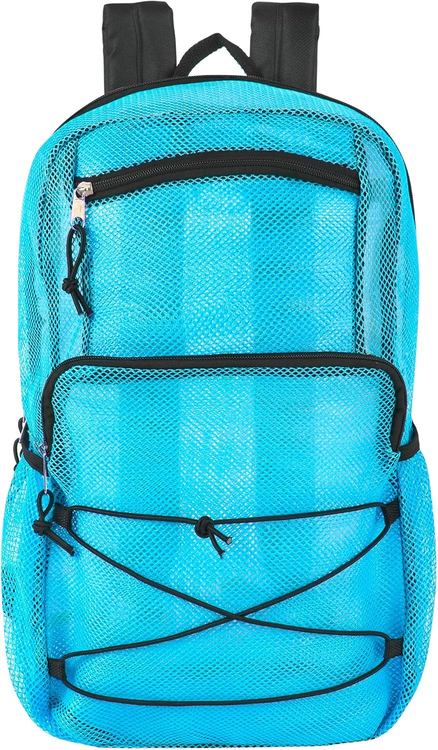Trail maker Deluxe See Through Mesh Backpack with Bungee Cord & Adjustable Padded Straps for Swimming, Travel (Aqua)(Aqua)