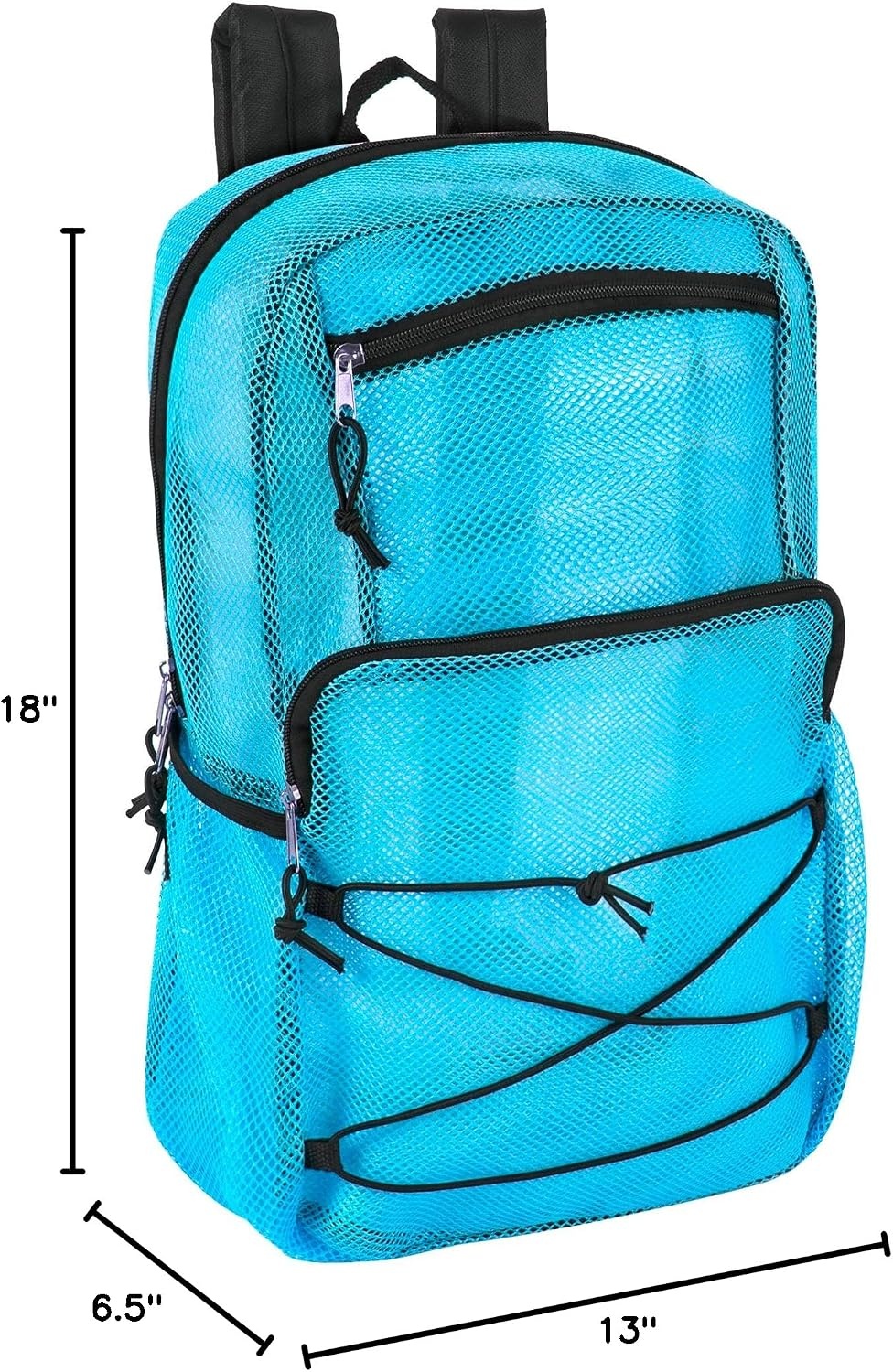 Trail maker Deluxe See Through Mesh Backpack with Bungee Cord & Adjustable Padded Straps for Swimming, Travel (Aqua)(Aqua)