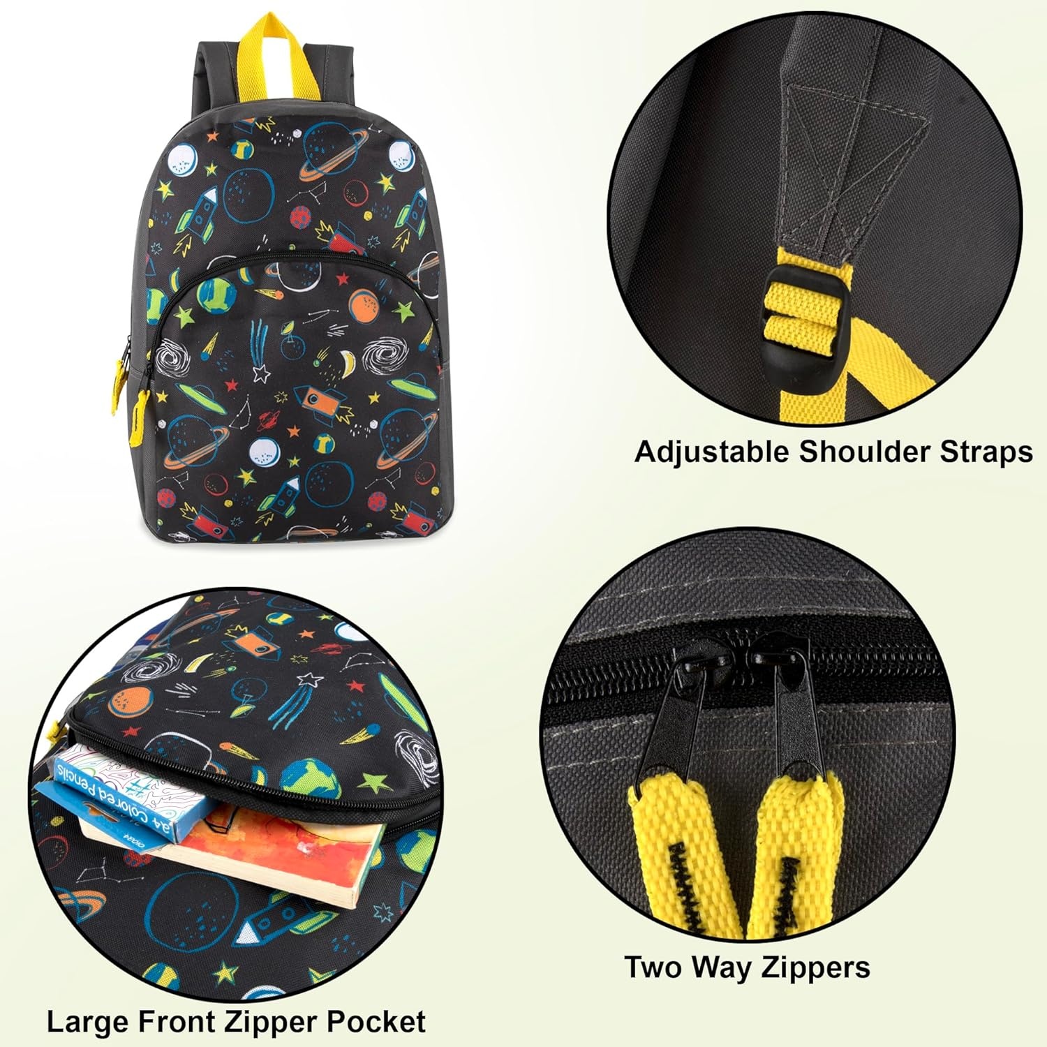 Trail maker 15 Inch Kids Backpacks for Boys & Girls | Preschool, Kindergarten, Elementary School Backpacks with Adjustable, Padded Straps (Prehistoric Pals)(Stellar Space)