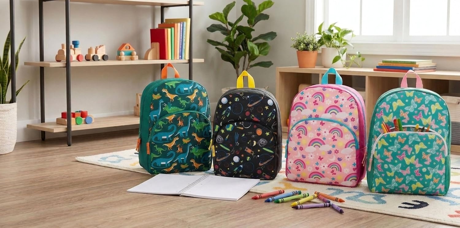 Trail maker 15 Inch Kids Backpacks for Boys & Girls | Preschool, Kindergarten, Elementary School Backpacks with Adjustable, Padded Straps (Prehistoric Pals)(Stellar Space)