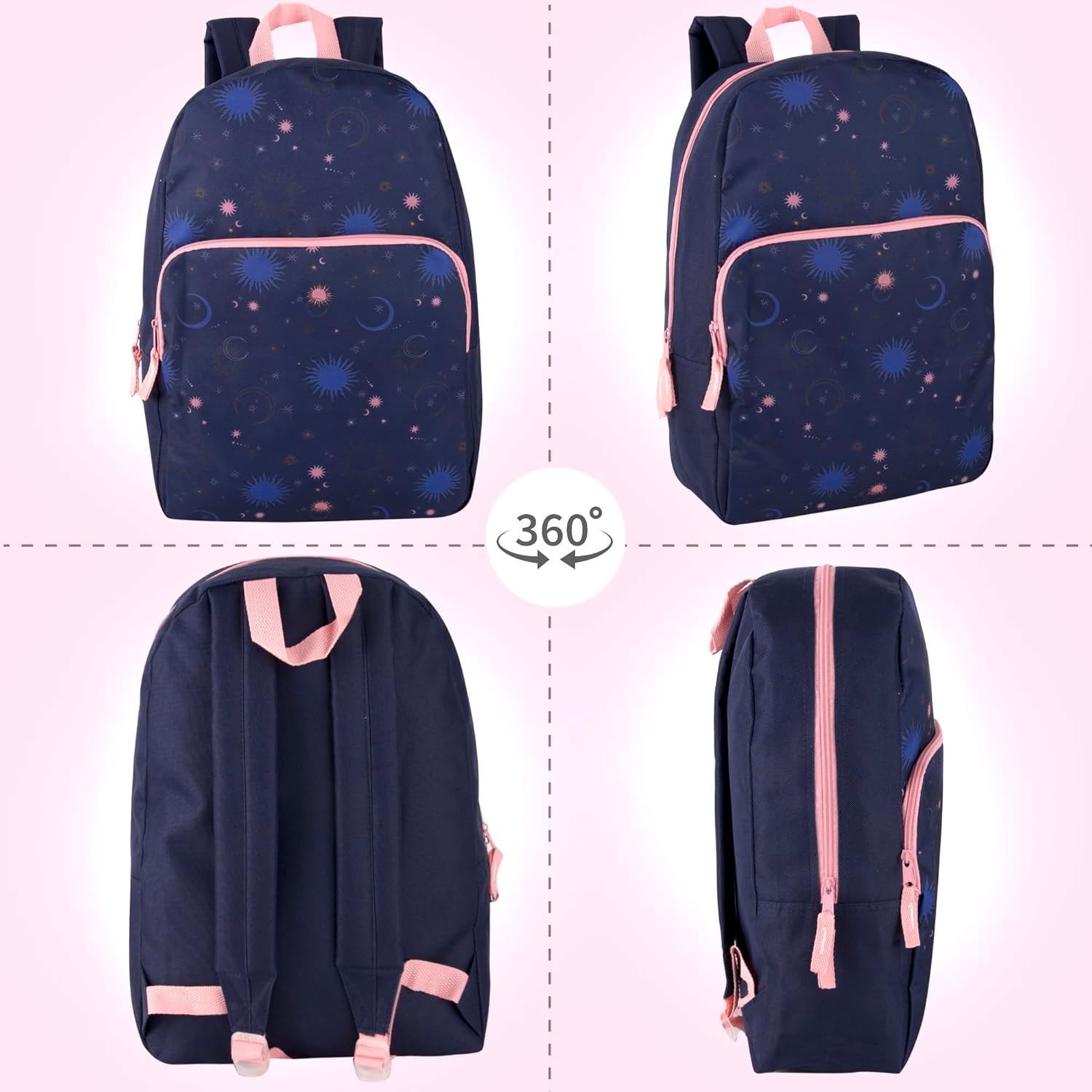 Trail maker Fun School Backpack for Elementary Middle School Girls and Boys | 17 Inch Printed Backpacks for School Kids, Travel (Sweet Strawberries)(Twilight Twirls)