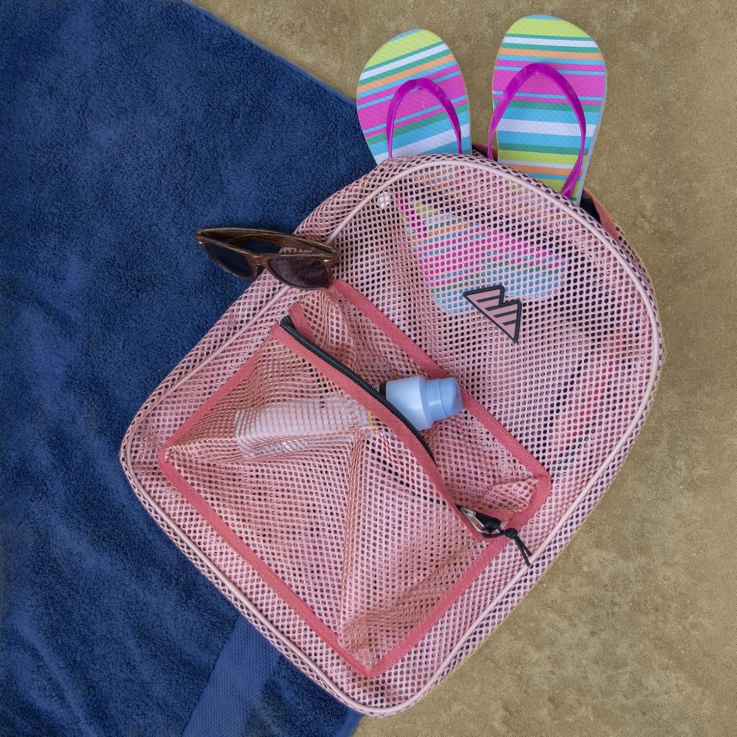 Summit Ridge Mesh Backpacks for Kids, Adults, School, Beach, and Travel, Colorful Transparent Mesh Backpacks with Padded Straps(Peach)