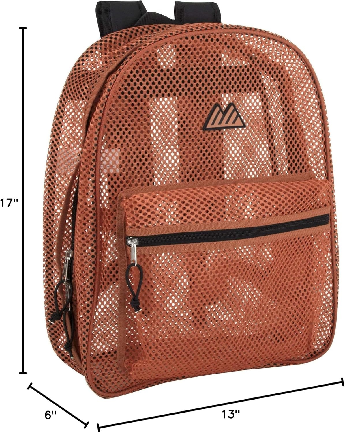 Summit Ridge Mesh Backpacks for Kids, Adults, School, Beach, and Travel, Colorful Transparent Mesh Backpacks with Padded Straps(Peach)