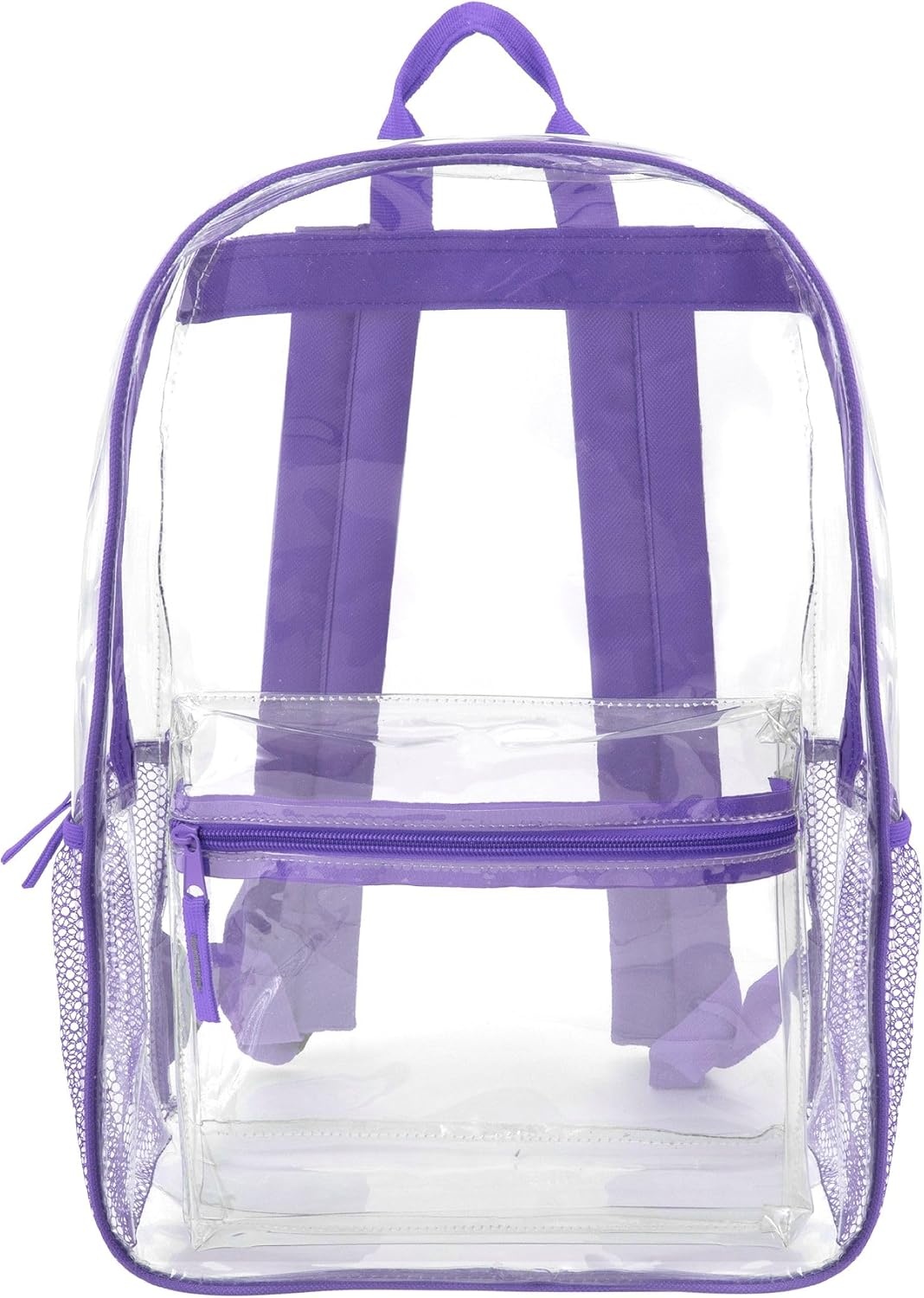 Trail maker Clear Backpack Heavy Duty with Padded Straps, Side Pockets for Kids, Boys, Girls, School, Stadium Approved Events(Purple)