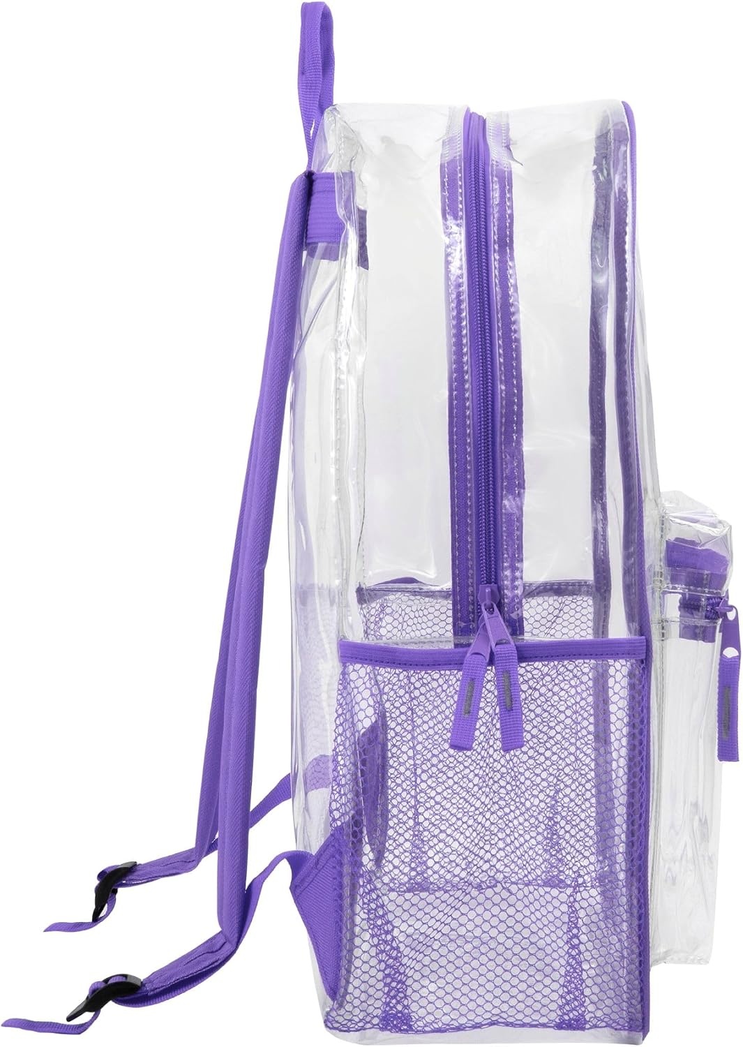 Trail maker Clear Backpack Heavy Duty with Padded Straps, Side Pockets for Kids, Boys, Girls, School, Stadium Approved Events(Purple)