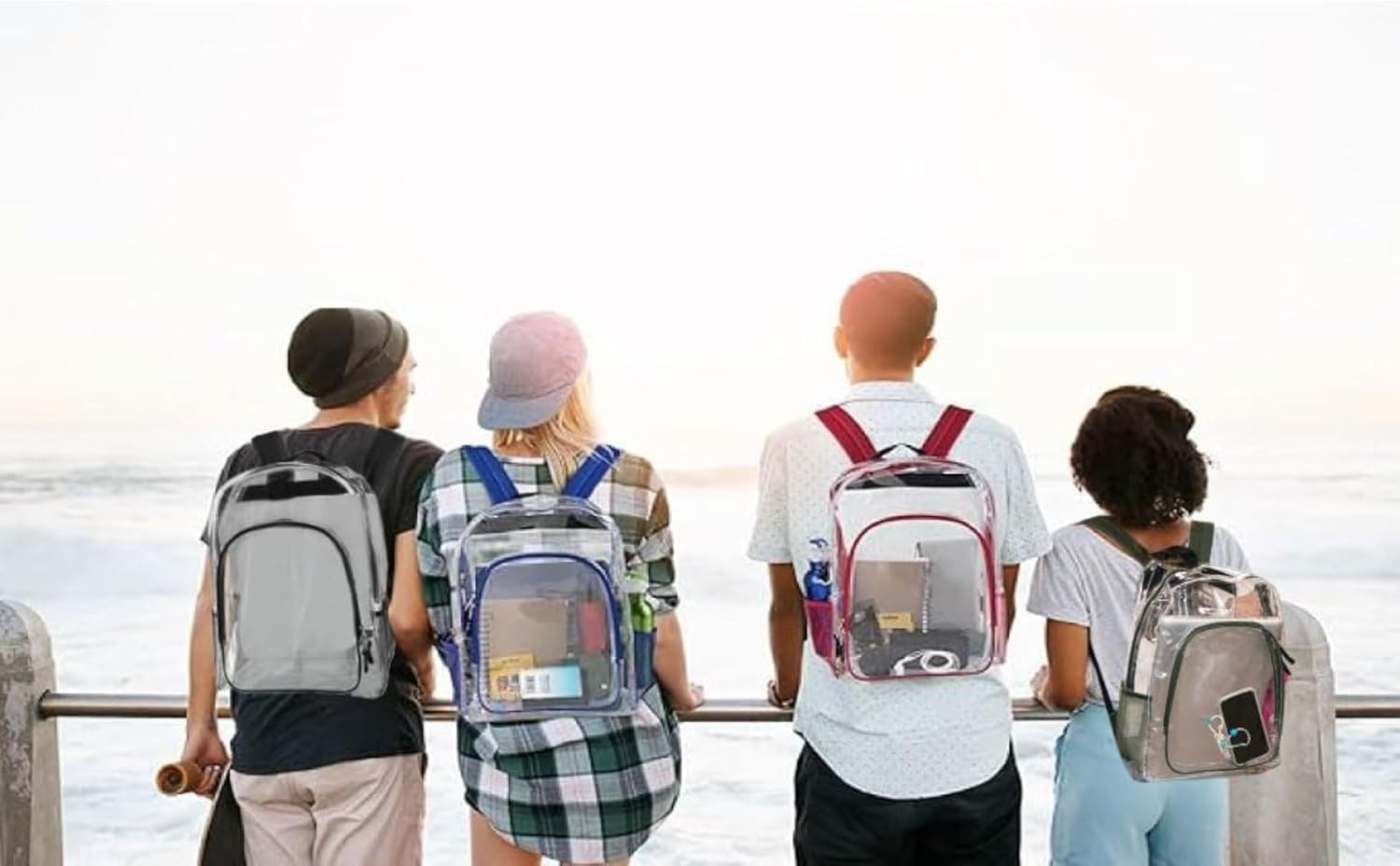 Heavy Duty Clear See Through Backpack | Transparent Clear Backpack Bags Stadium Approved for Women, Men, School, Travel(Green)