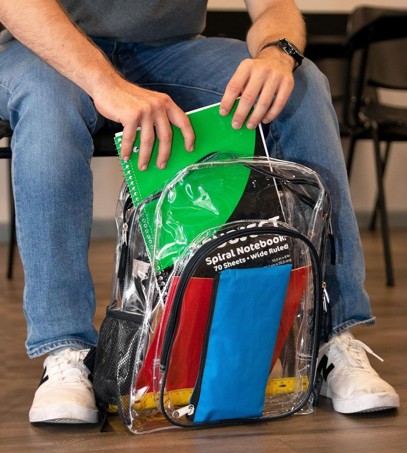 Heavy Duty Clear See Through Backpack | Transparent Clear Backpack Bags Stadium Approved for Women, Men, School, Travel(Black)
