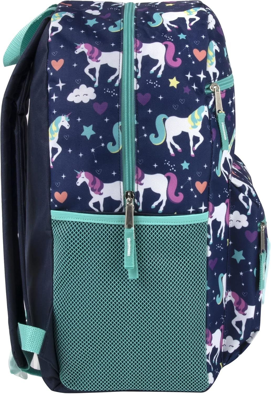 Trail maker 17 Kids Character School Backpacks Plush for Girls with Side Pockets, Padded Straps(Plush Prancing Unicorns)