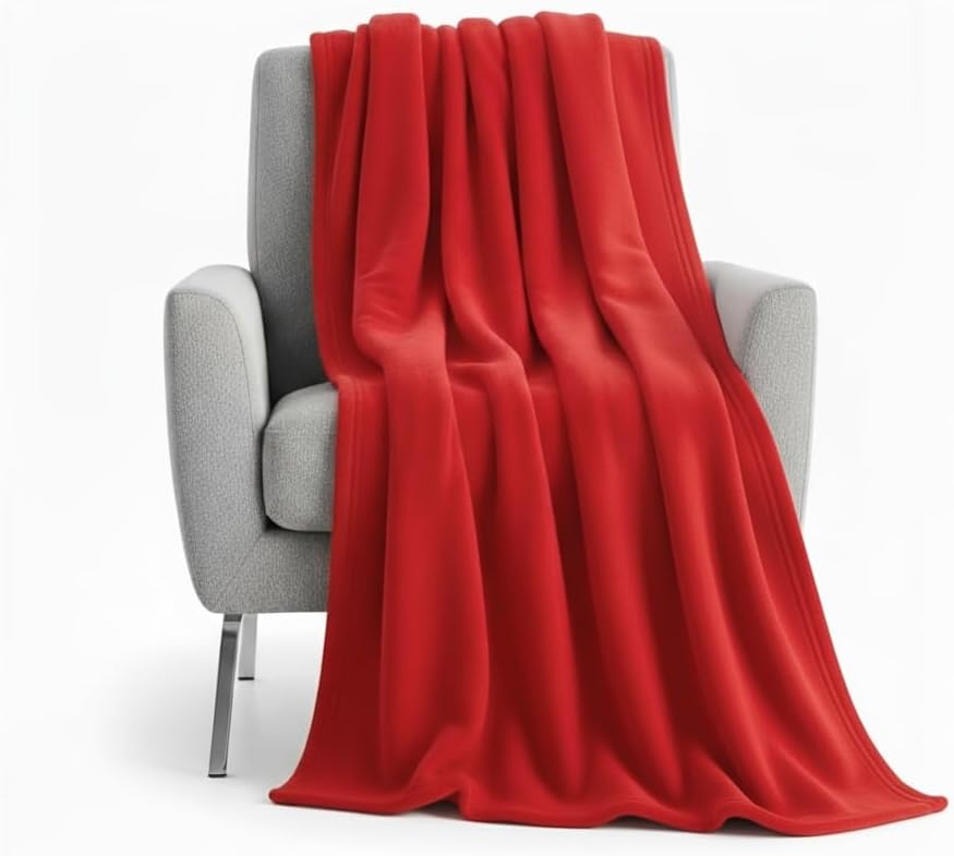 50×60 Throw Blankets, Ultra Soft Hypoallergenic Fleece Fall Throw Blanket for Livingroom, Couch, Chair, Bed, Black(Barn Red)