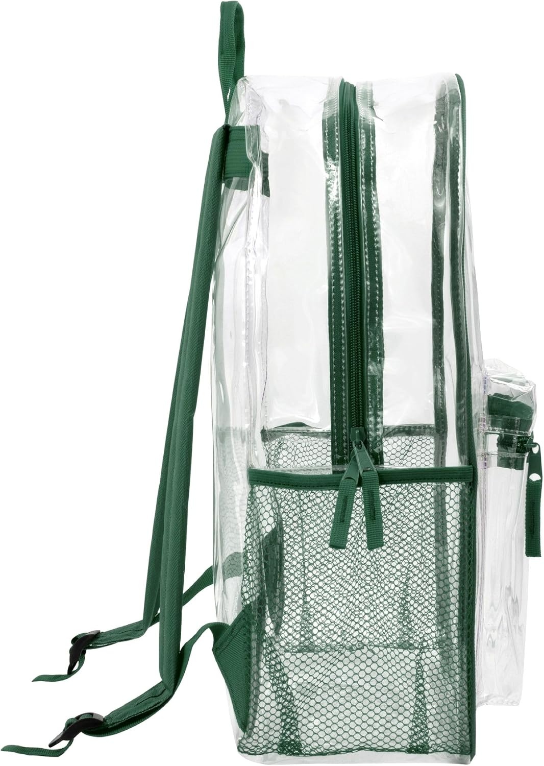 Trail maker Clear Backpack Heavy Duty with Padded Straps, Side Pockets for Kids, Boys, Girls, School, Stadium Approved Events(Green)