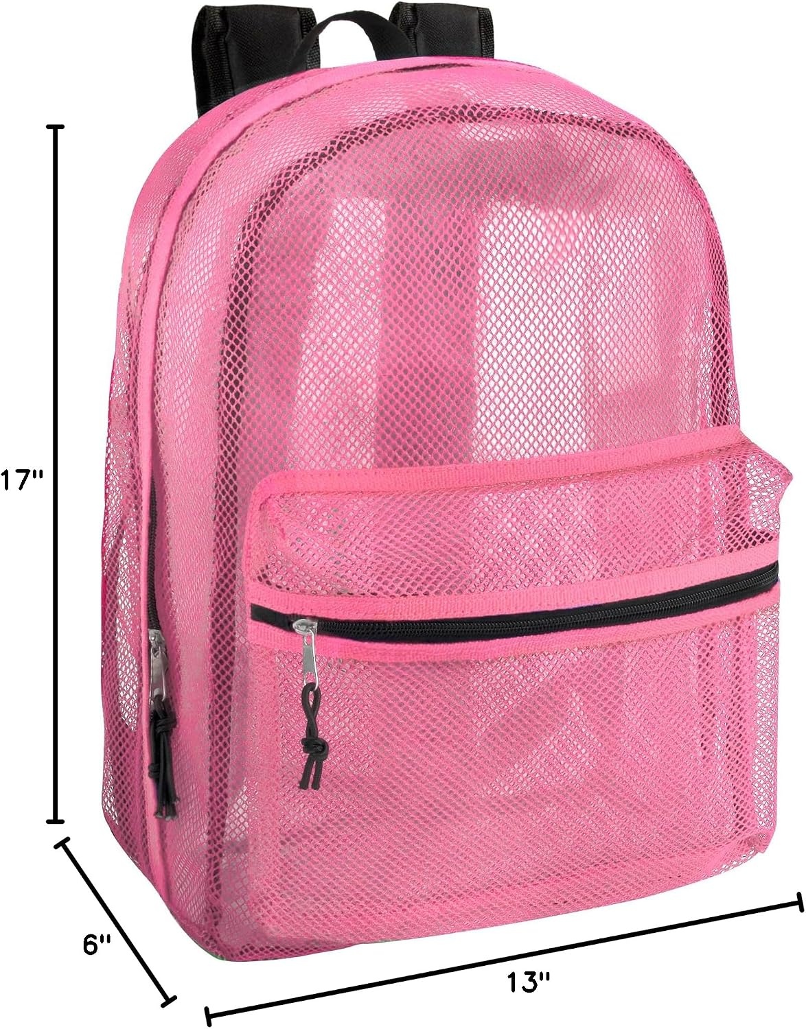 Transparent Mesh Backpacks for School Kids, Beach, Travel – Mesh See Through Backpack with Padded Straps Large(Pink)