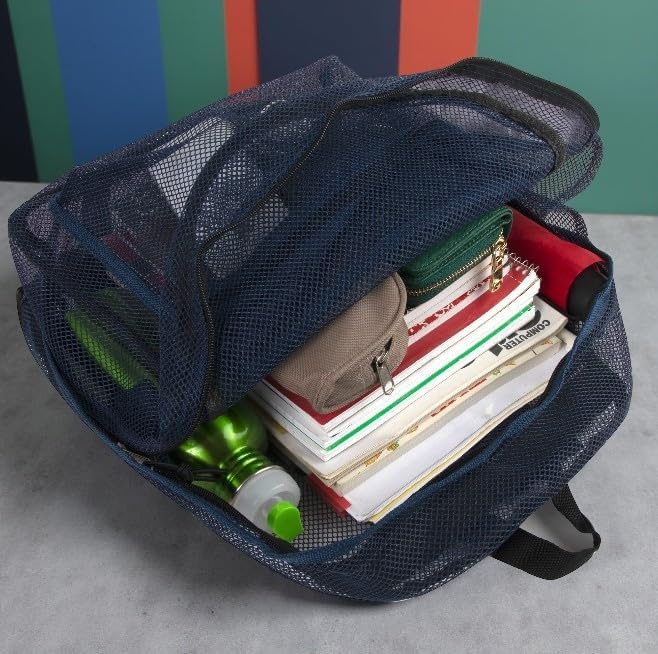 Transparent Mesh Backpacks for School Kids, Beach, Travel – Mesh See Through Backpack with Padded Straps Large(Blue)