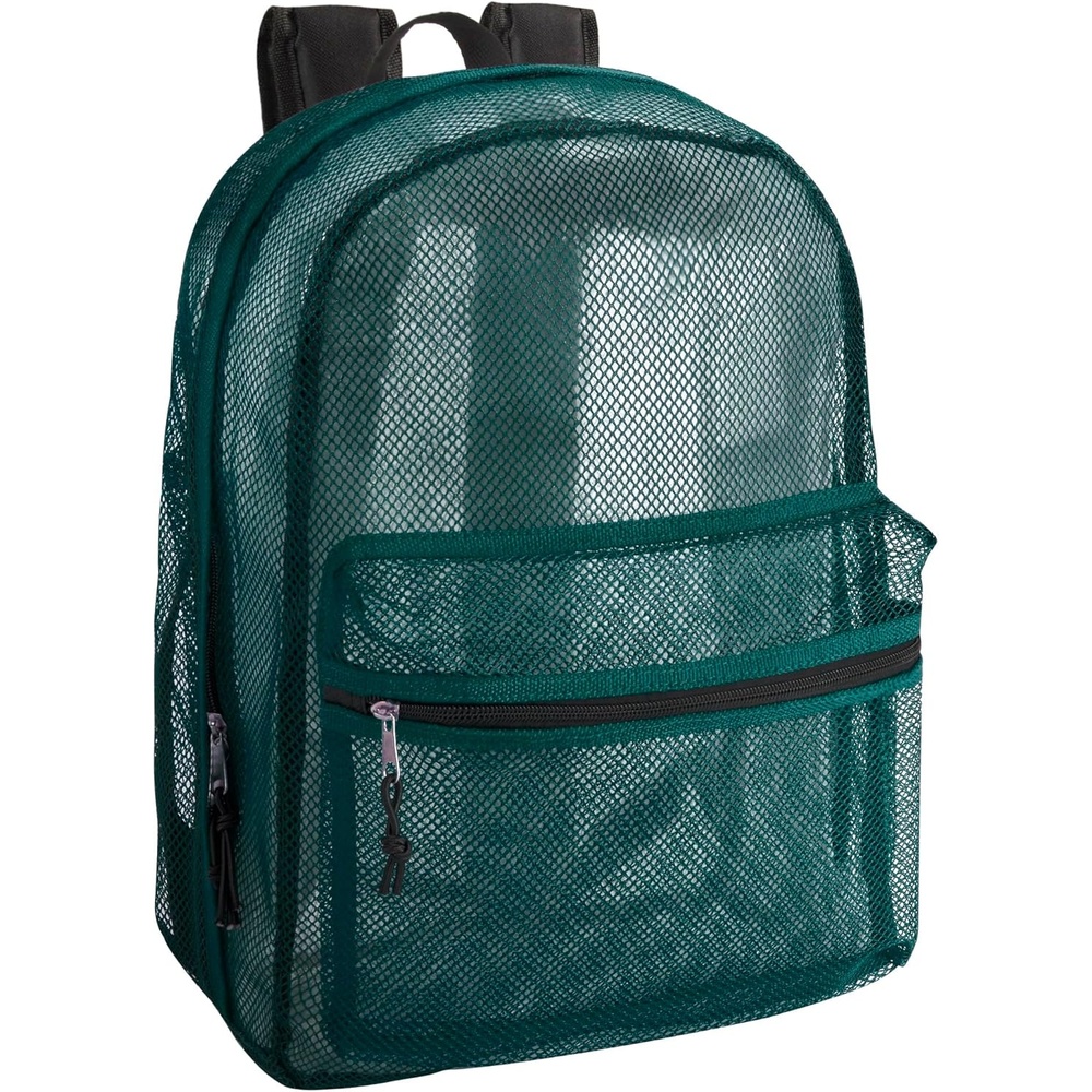 Transparent Mesh Backpacks for School Kids, Beach, Travel – Mesh See Through Backpack with Padded Straps Large(Green)