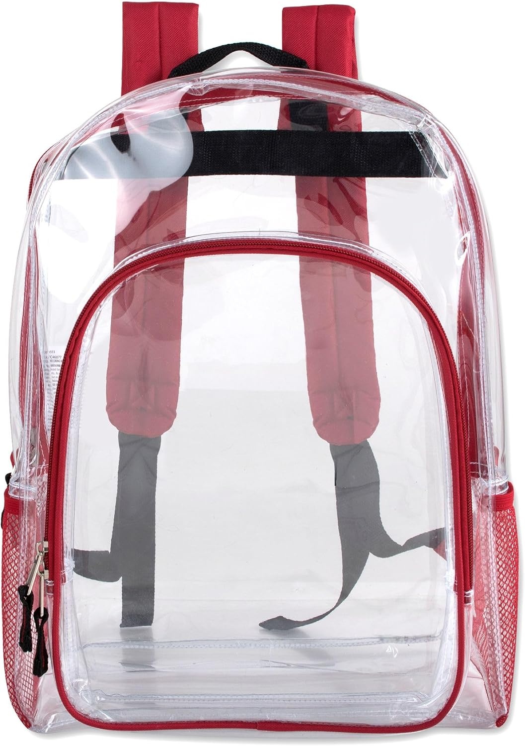 Heavy Duty Clear See Through Backpack | Transparent Clear Backpack Bags Stadium Approved for Women, Men, School, Travel(Red)