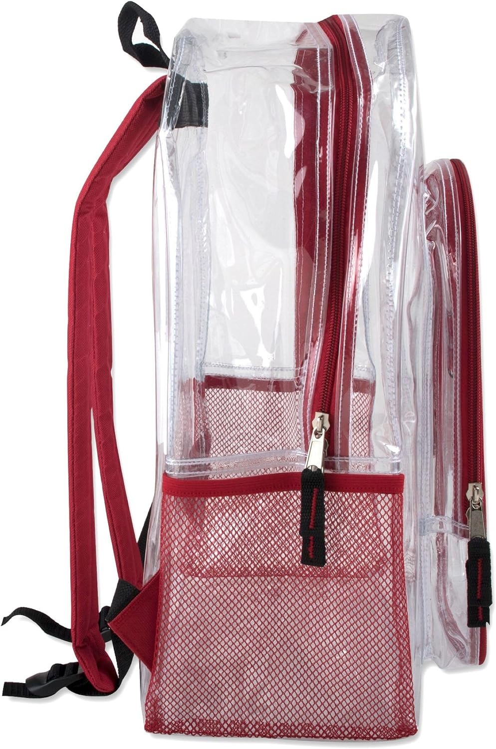 Heavy Duty Clear See Through Backpack | Transparent Clear Backpack Bags Stadium Approved for Women, Men, School, Travel(Red)