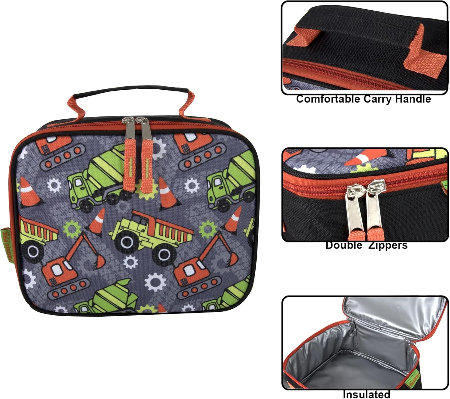Trail maker Kids School Lunch Box Insulated for Boys, Girls | Fun Insulated Lunch Bag for Kids, School, Camp, Sports (Snarky Sharkies)(Tough Trucks)