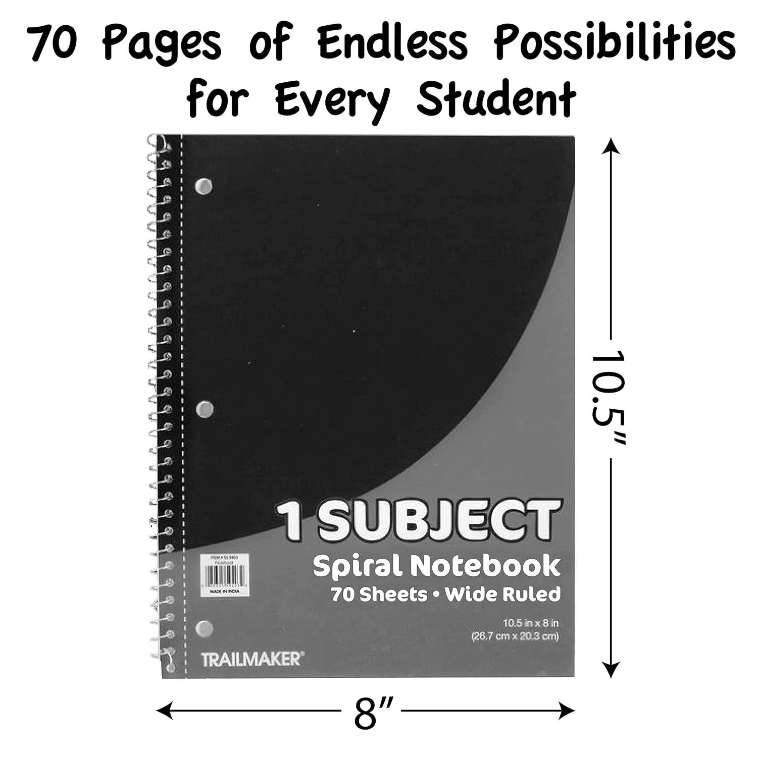 Trail maker 48 Notebooks Pack – One Subject Notebooks Wide Ruled Bulk 70 Sheets Notebooks for Kids, School, Journaling, Note Taking, Students, and Work