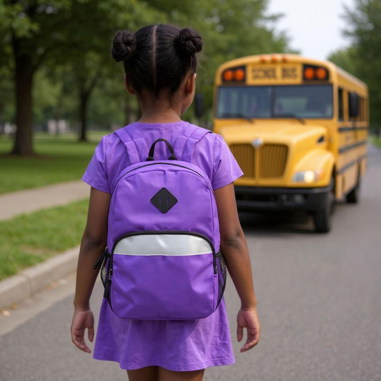 Trail maker 17″ Backpack – Reflective School Backpack with Padded Straps, Water Bottle Pockets for Kids & Adults, School Travel Camp (Green)(Purple)
