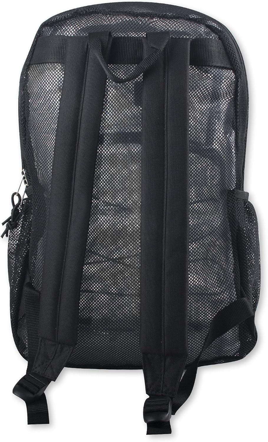 Trail maker Deluxe See Through Mesh Backpack with Bungee Cord & Adjustable Padded Straps for Swimming, Travel (Aqua)(Black)