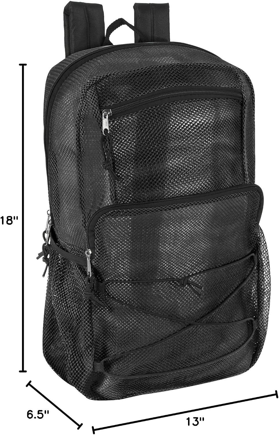 Trail maker Deluxe See Through Mesh Backpack with Bungee Cord & Adjustable Padded Straps for Swimming, Travel (Aqua)(Black)