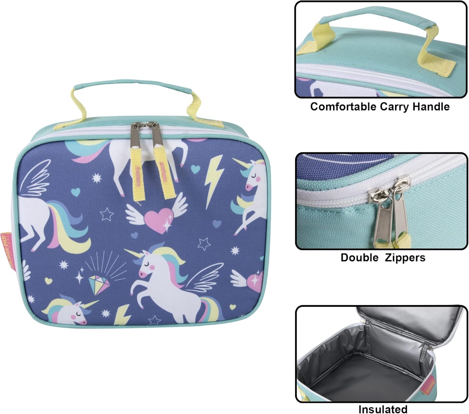Trail maker Kids School Lunch Box Insulated for Boys, Girls | Fun Insulated Lunch Bag for Kids, School, Camp, Sports (Snarky Sharkies)(Unique Unicorns)