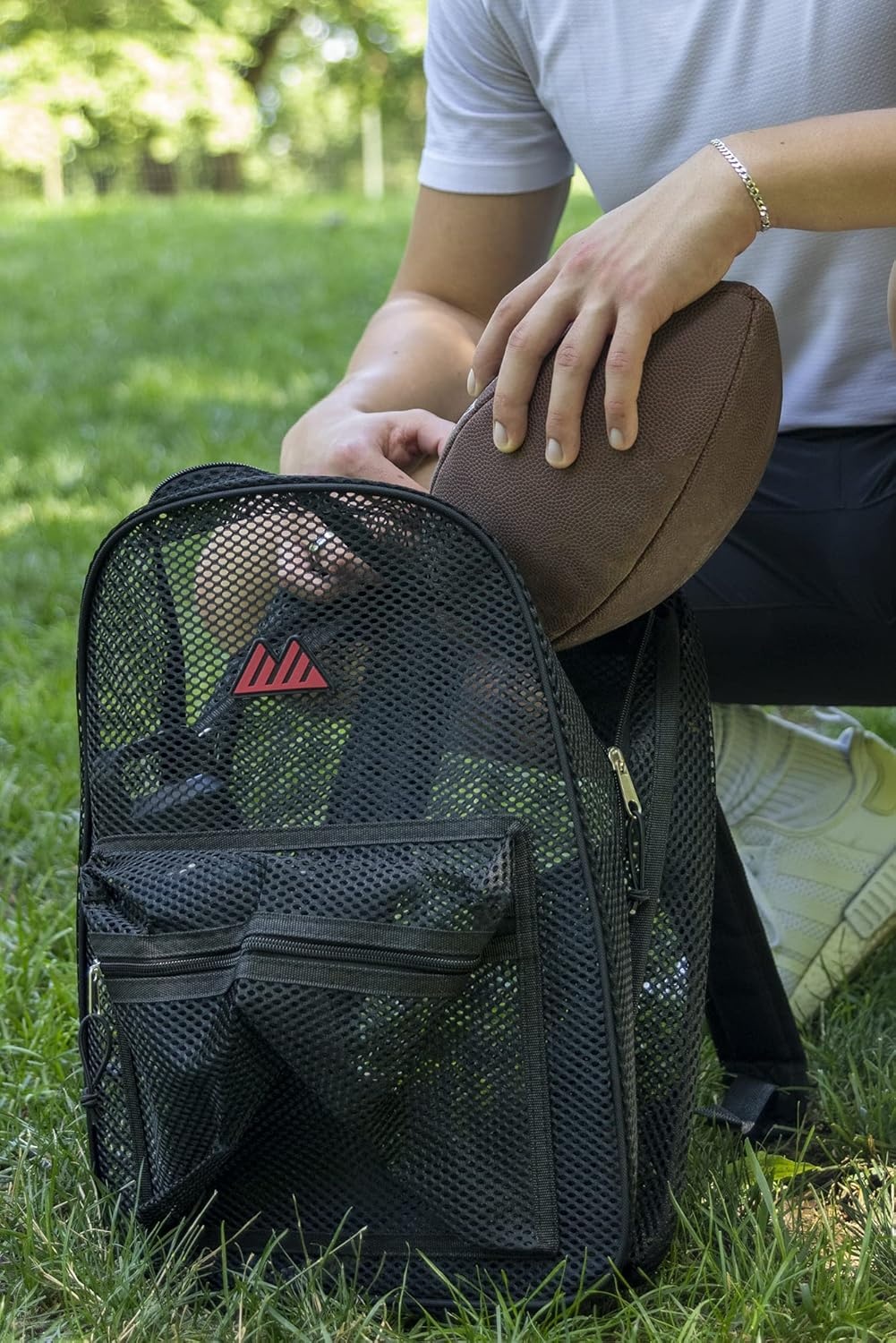 Summit Ridge Mesh Backpacks for Kids, Adults, School, Beach, and Travel, Colorful Transparent Mesh Backpacks with Padded Straps(Black)