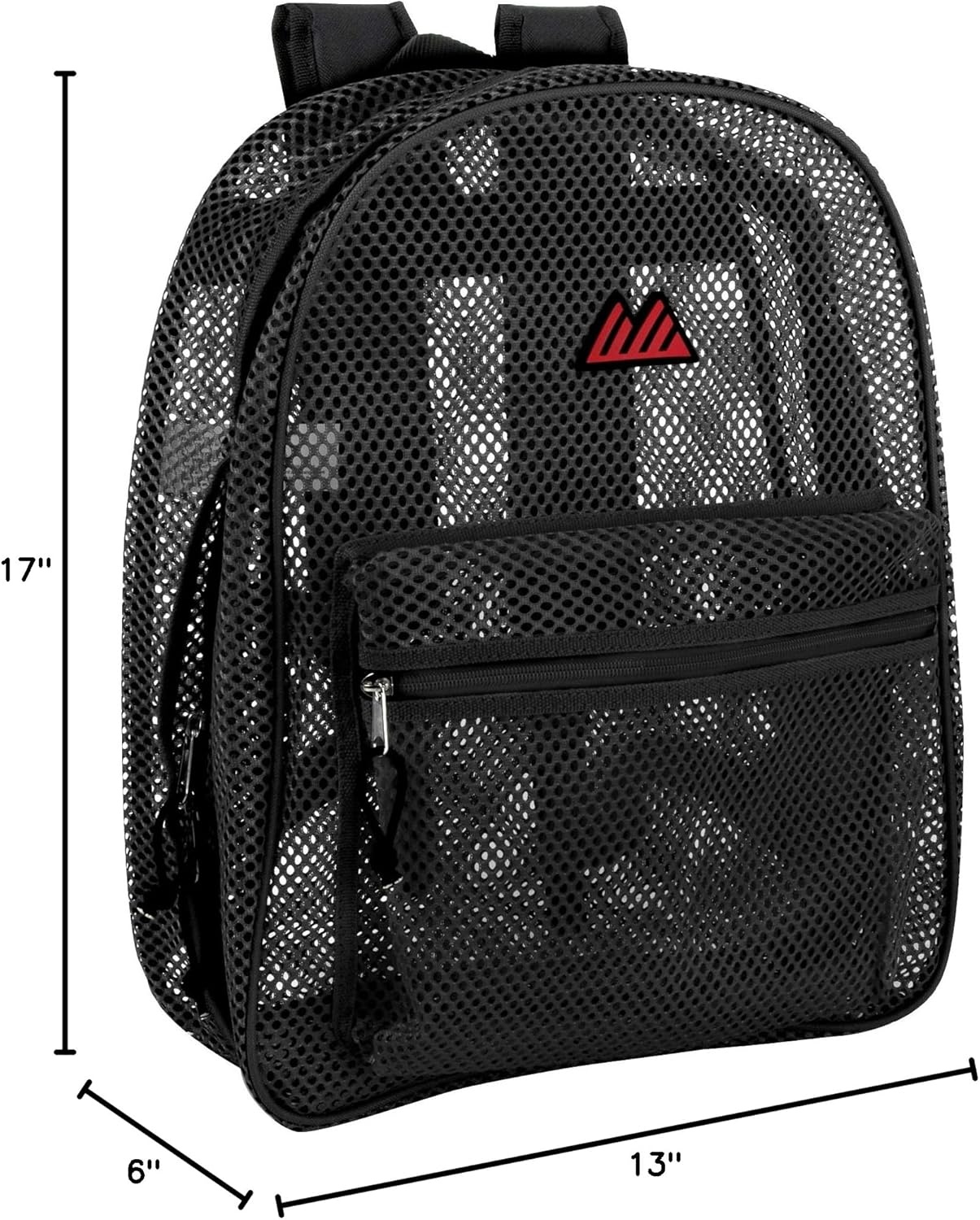 Summit Ridge Mesh Backpacks for Kids, Adults, School, Beach, and Travel, Colorful Transparent Mesh Backpacks with Padded Straps(Black)