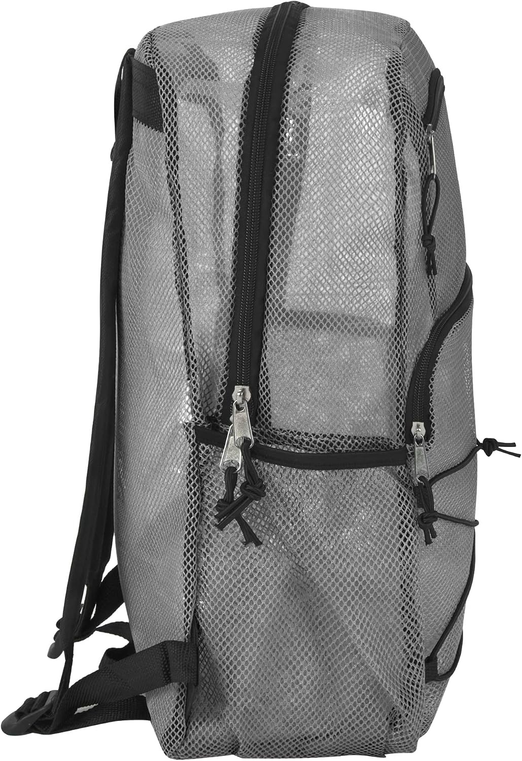 Trail maker Deluxe See Through Mesh Backpack with Bungee Cord & Adjustable Padded Straps for Swimming, Travel (Aqua)(Grey)