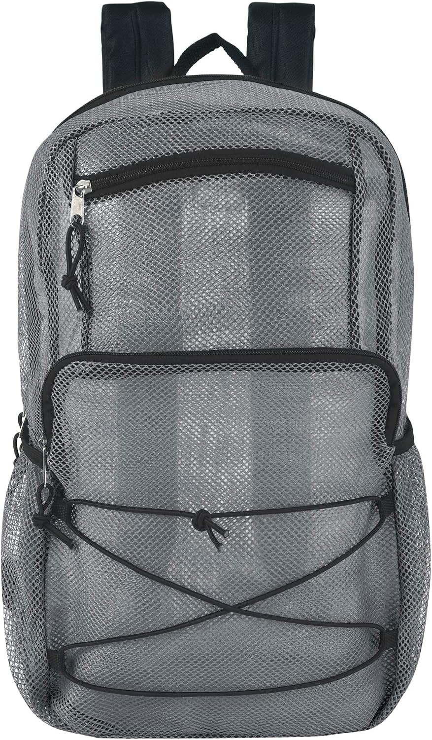 Trail maker Deluxe See Through Mesh Backpack with Bungee Cord & Adjustable Padded Straps for Swimming, Travel (Aqua)(Grey)