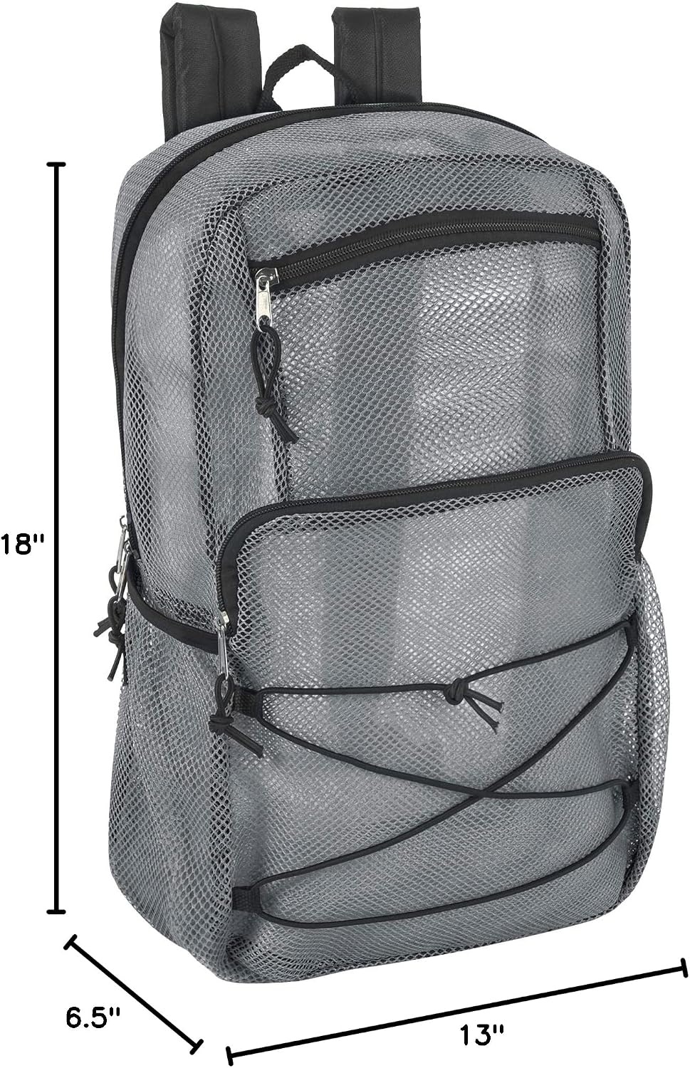 Trail maker Deluxe See Through Mesh Backpack with Bungee Cord & Adjustable Padded Straps for Swimming, Travel (Aqua)(Grey)