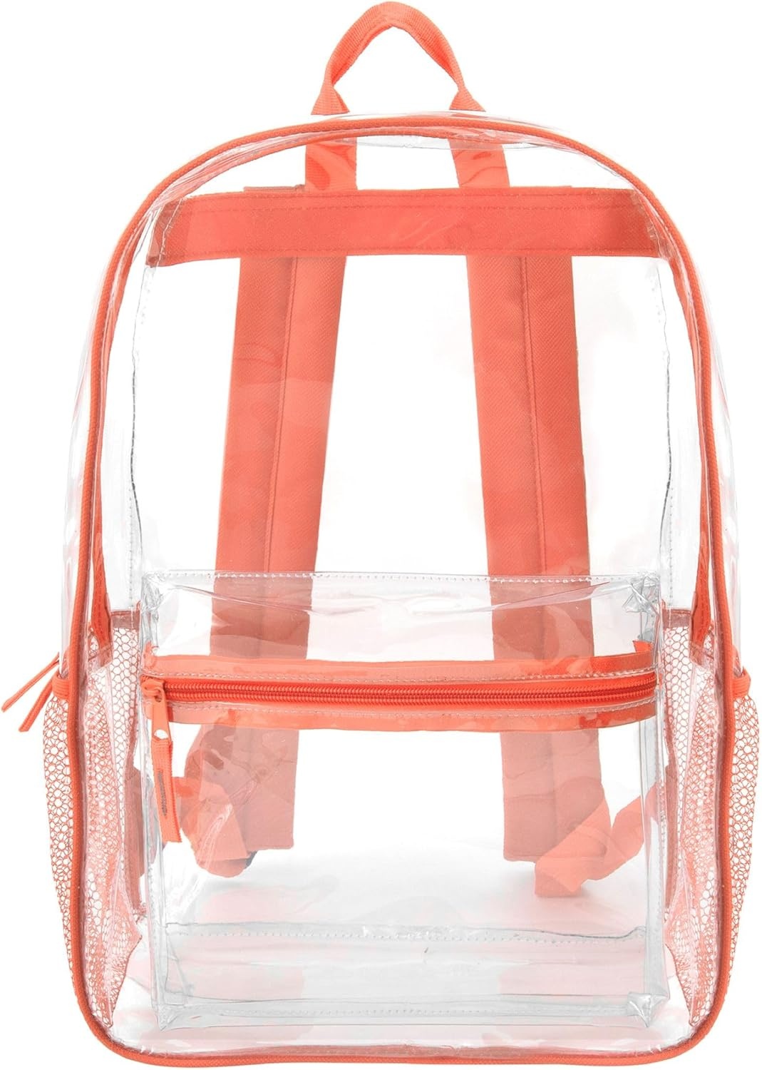 Trail maker Clear Backpack Heavy Duty with Padded Straps, Side Pockets for Kids, Boys, Girls, School, Stadium Approved Events(Coral)